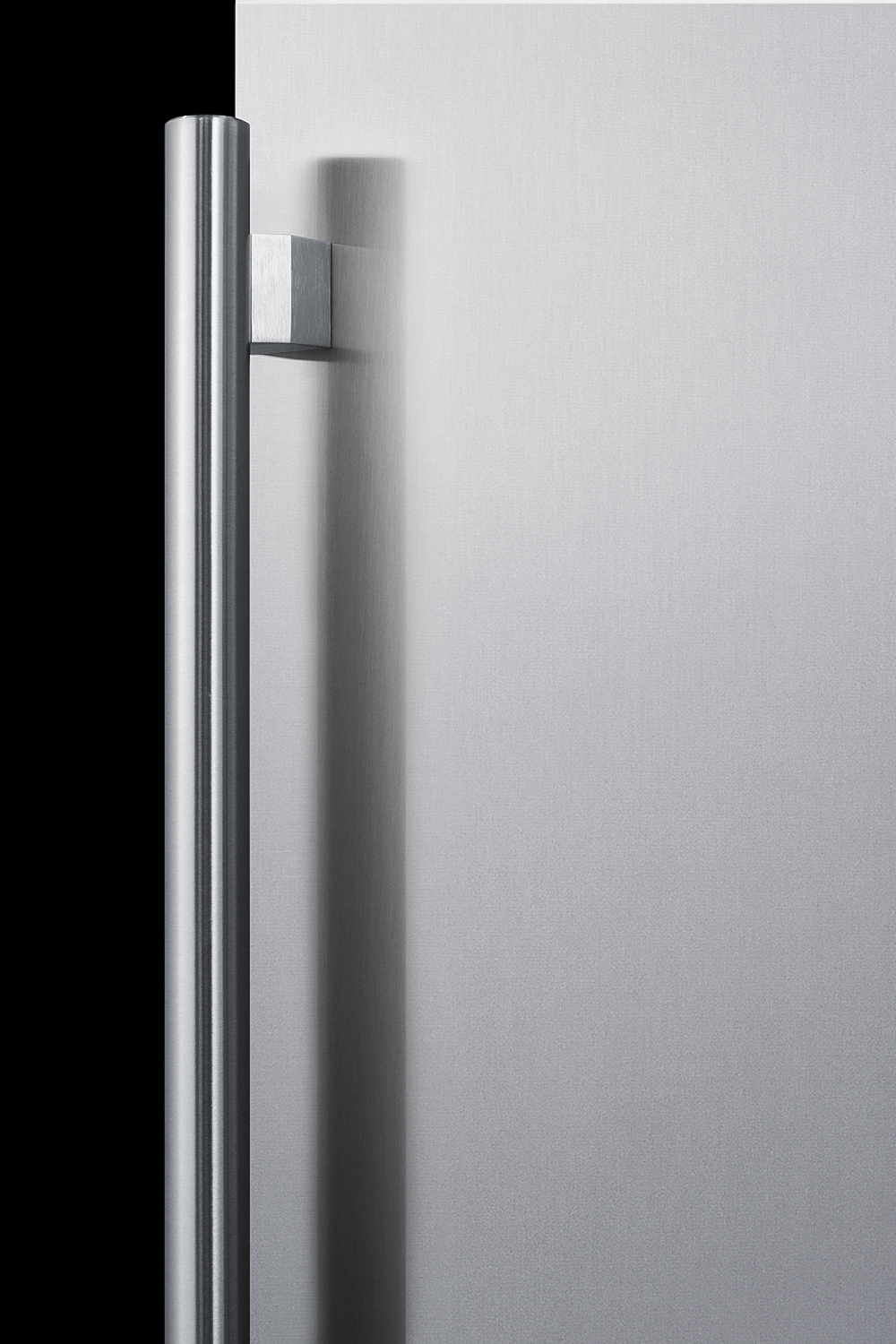 Built-in undercounter ADA-compliant all-refrigerator for outdoor use featuring a stainless steel exterior and digital controls